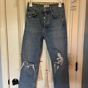 AGOLDE Riley Crop High Rise Straight Button Fly A056B-1255 Size 24